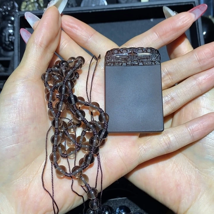 黑曜岩套链未镶嵌蝉*