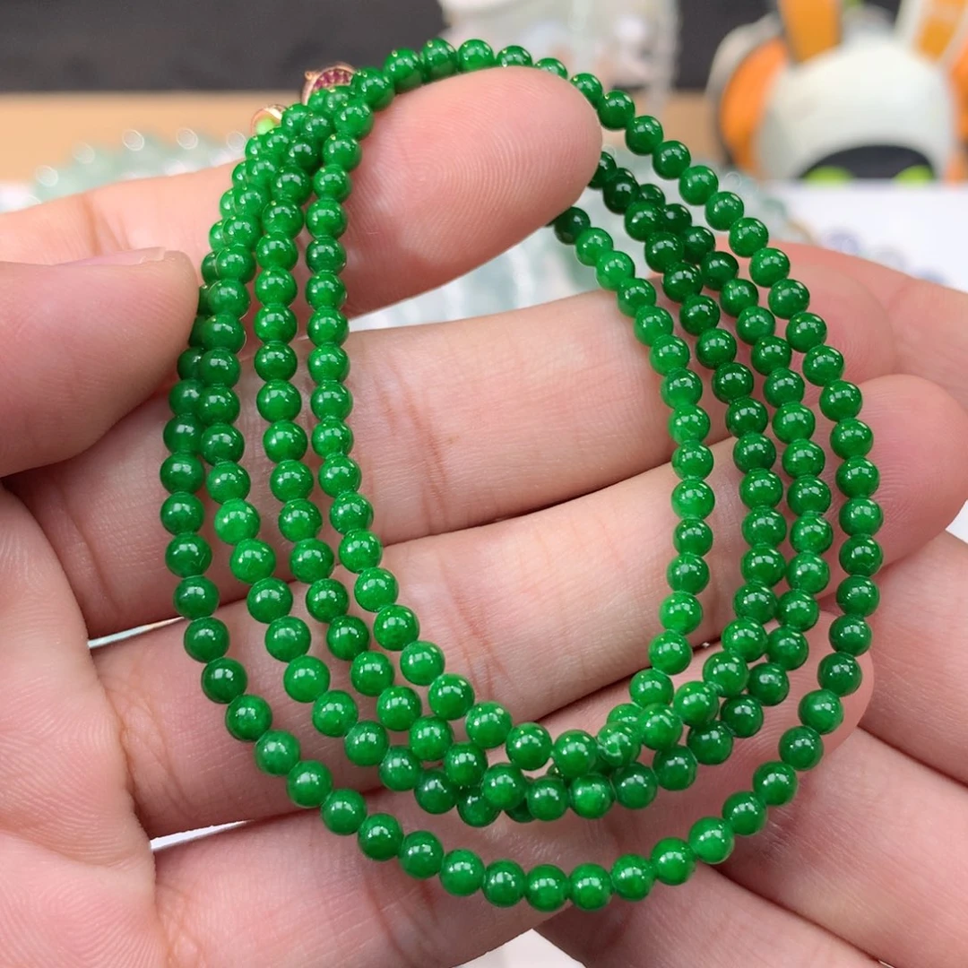 翡翠手链未镶嵌卡3.3m m