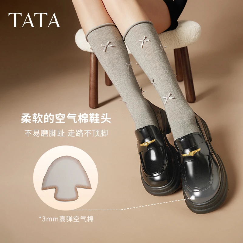 TATA他她魔法侦探英伦厚底乐福鞋女鞋小皮鞋女鞋单鞋新款7OL35AA5