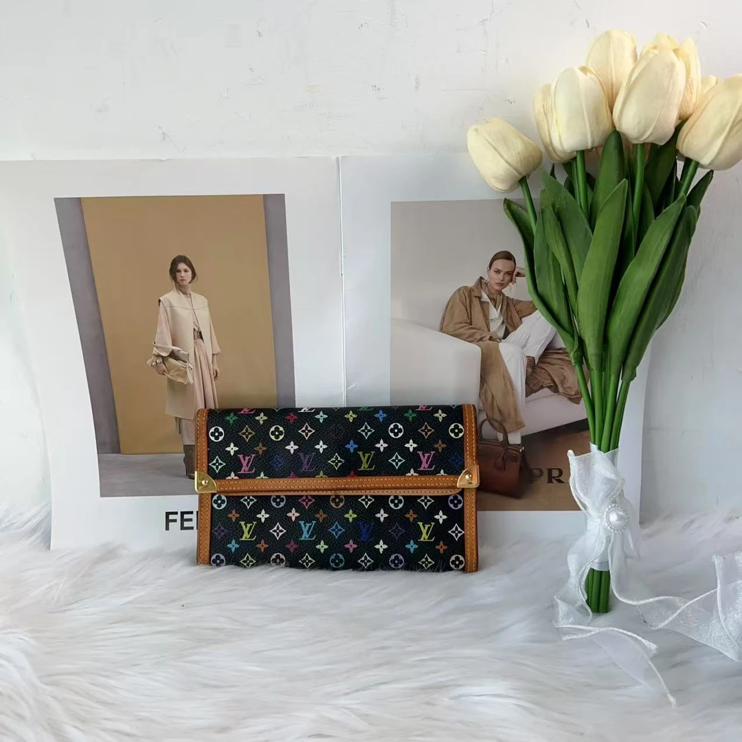 95新 LouisVuitton/路易威登 路易威登黑三彩翻盖单肩包