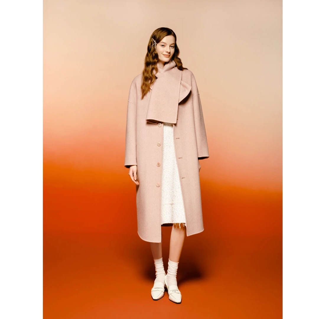 limil/丽米儿冬季双面呢羊毛保暖外套新款百搭中长款大衣9400186