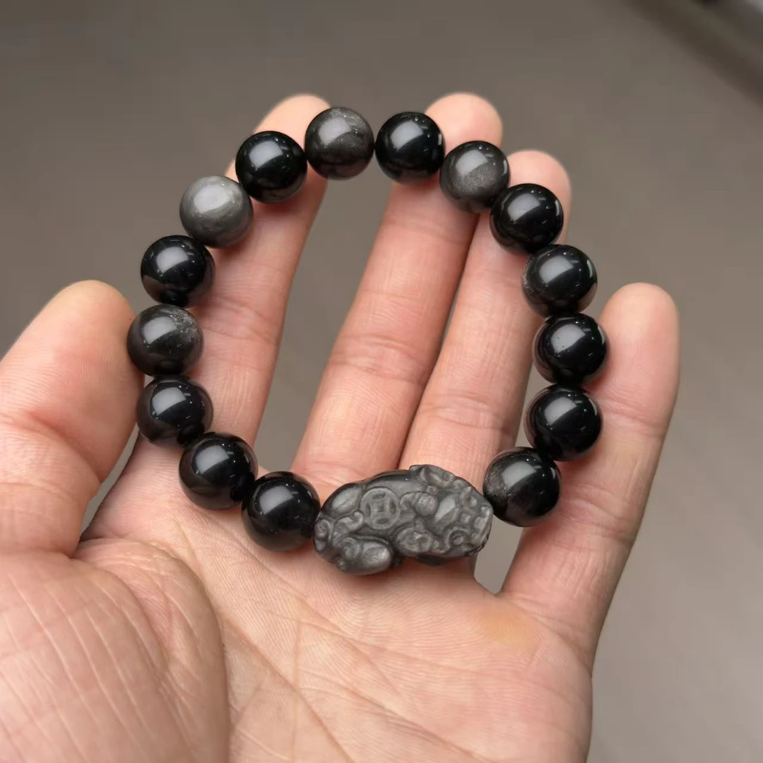 【上新了故宫·满木园】12mm黑曜石搭配貔貅单圈手串