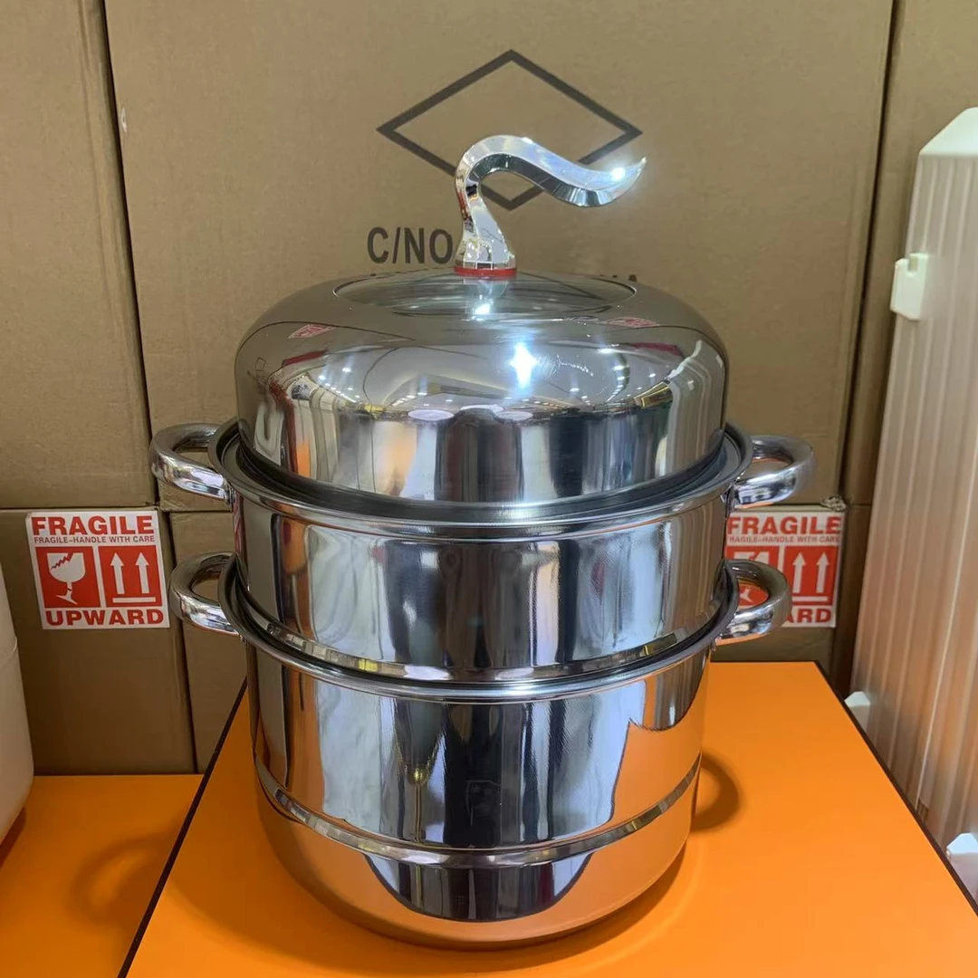 T-【28cm】新款不锈钢蒸锅家用加高加厚三层食品级一体成型蒸煮锅