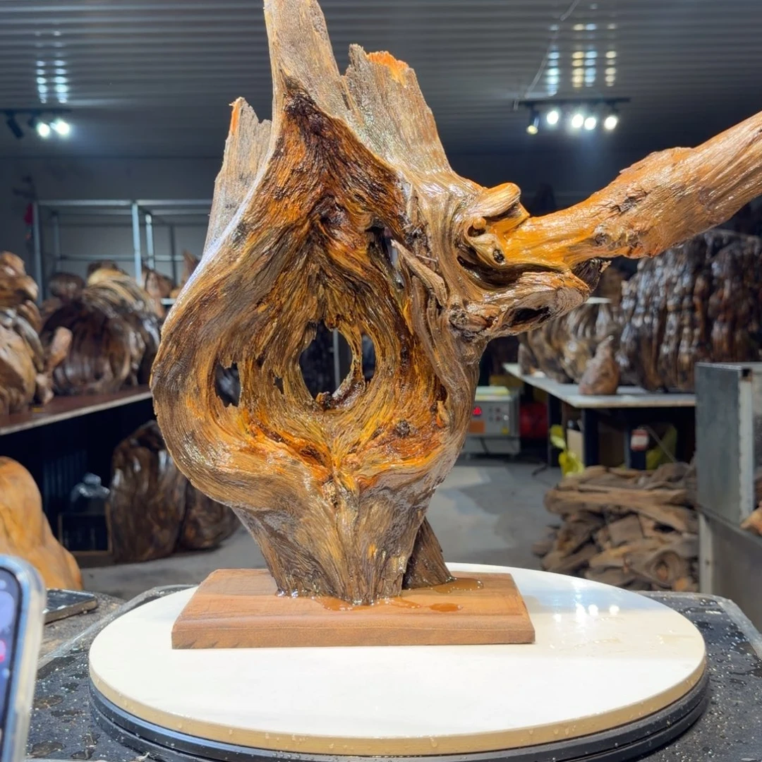 庙****木王一刀琥珀木摆件B68