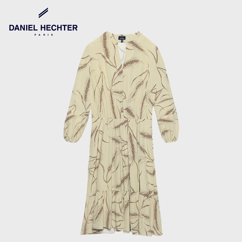 Daniel Hechter小水推荐女士桑蚕丝撞色简约时尚连衣裙WD11605