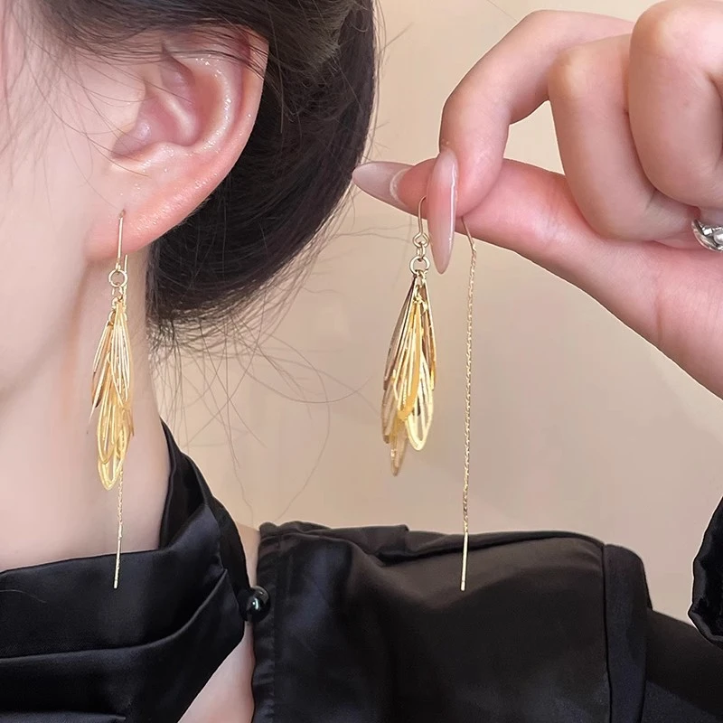 铜合金耳饰 时尚气质流苏大气耳线女2025年新款潮耳环高级感耳饰