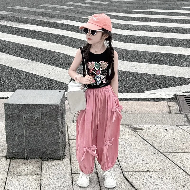 女童防蚊裤夏季2025新款女孩洋气束脚裤裤宽松儿童山本裤夏季套装