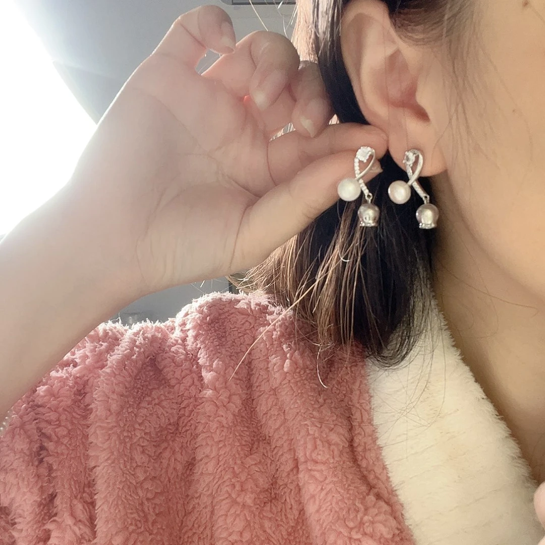 耳饰淡水珍珠银S925镶嵌