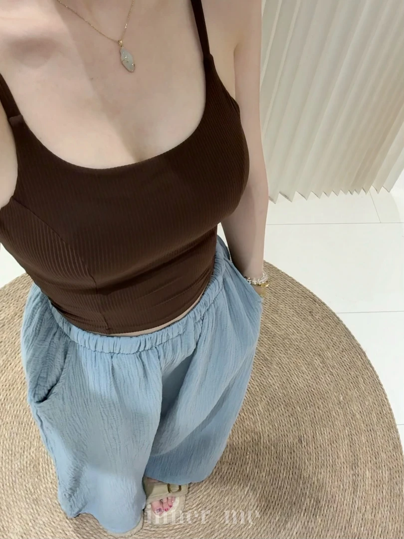 inner me螺纹超弹瑜伽内衣文胸 胸垫可拆卸 露背瑜伽背心