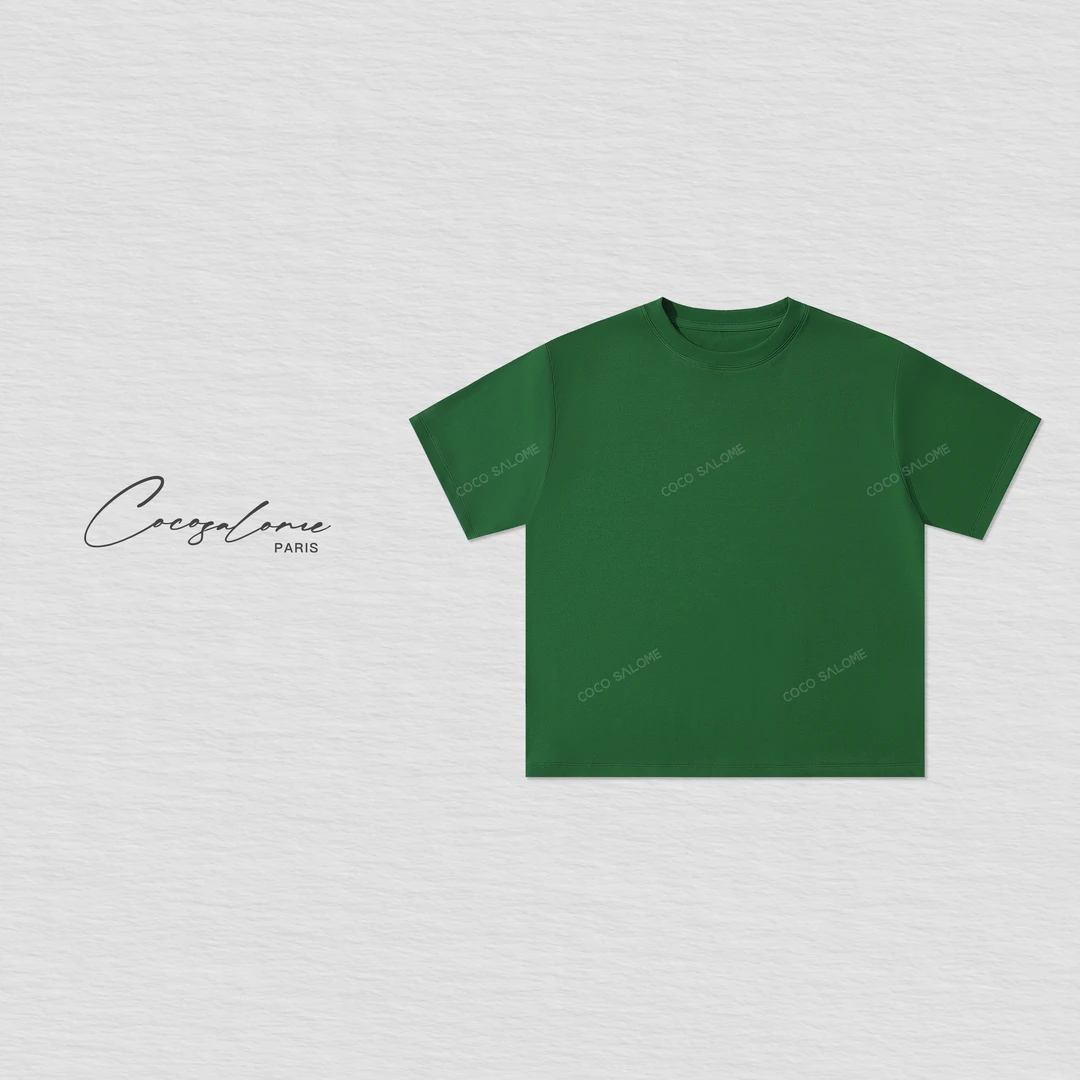 韩彬彬"小绿"液态森林天然真丝光坠感显瘦时髦短袖绿T恤354Y-2