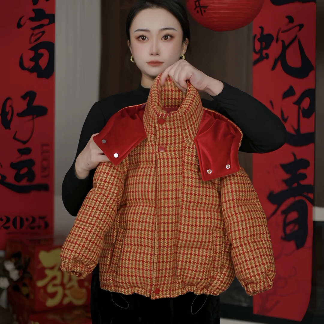 【橙心橙意】冬款过年喜庆高级显白连帽棉服年款中小童外套男女童