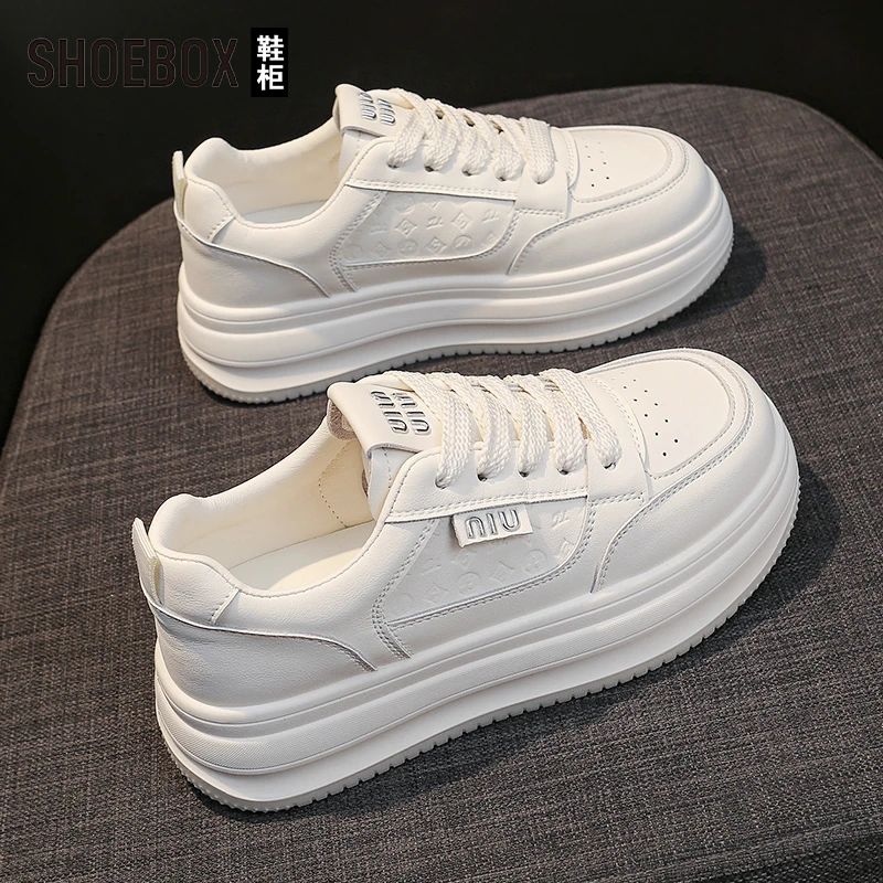 SHOEBOX鞋柜韩版板鞋女2025新款夏秋季百搭厚底休闲运动鞋小白鞋