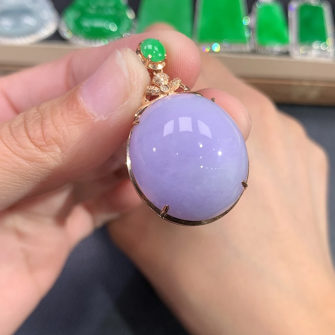 翡翠吊坠(赠链)18K金镶嵌