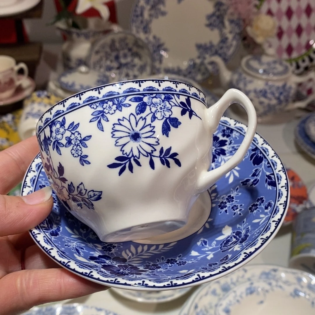 瓷微瑕青花咖啡杯套装