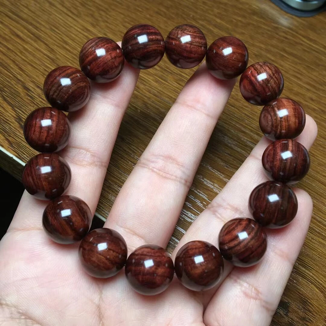 海南黄花梨1.4手串多彩粉金色质感清透海黄老料佛珠文玩配饰