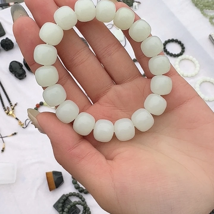 和田玉未镶嵌颈饰白玉手串