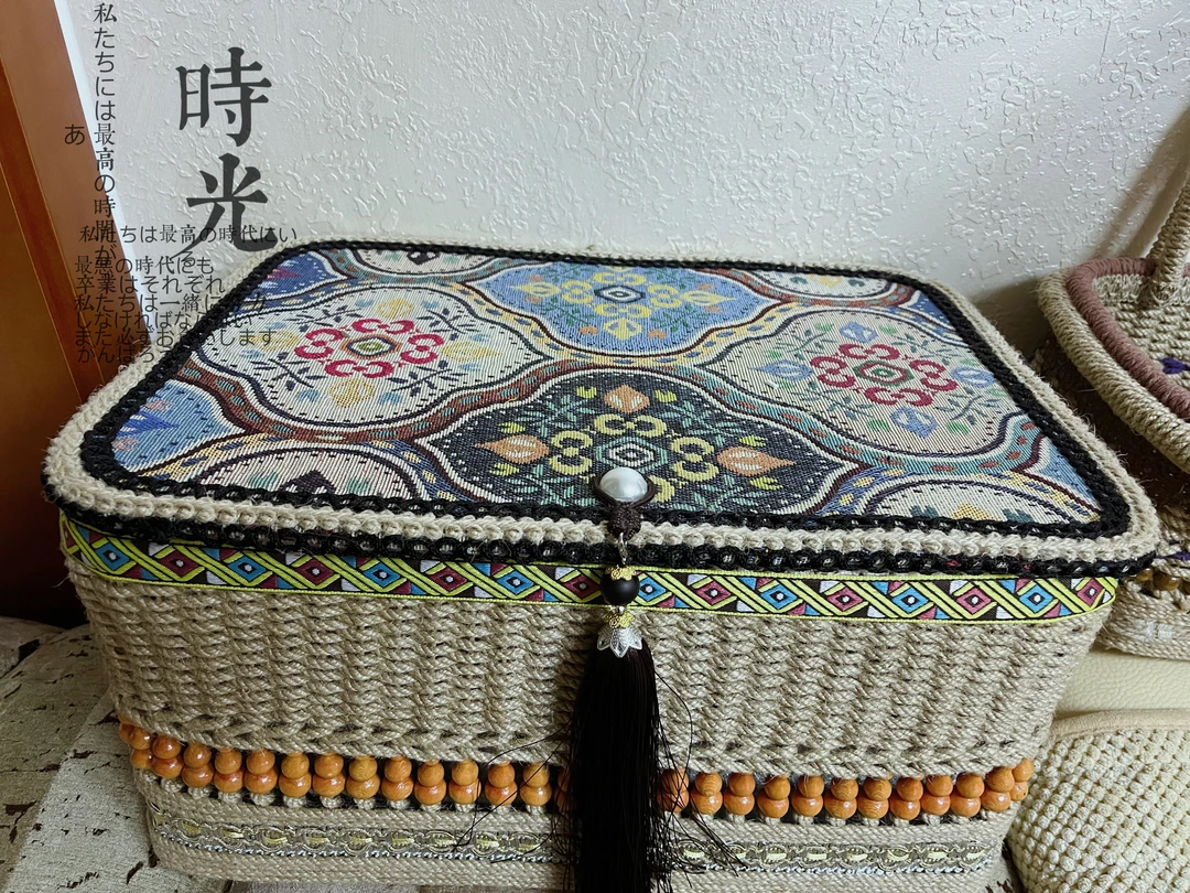 手工编织收纳箱复古大容量