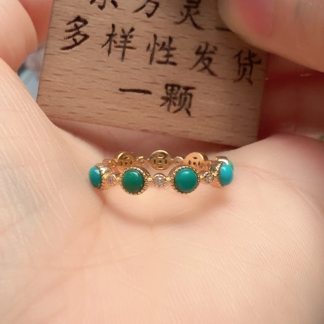 绿松石银S925镶嵌戒指