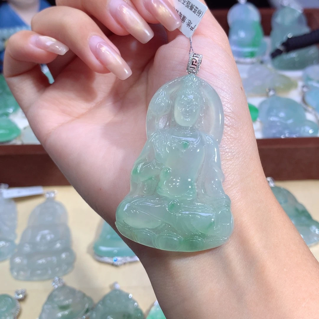 吊坠(不含链)18K金镶嵌翡翠