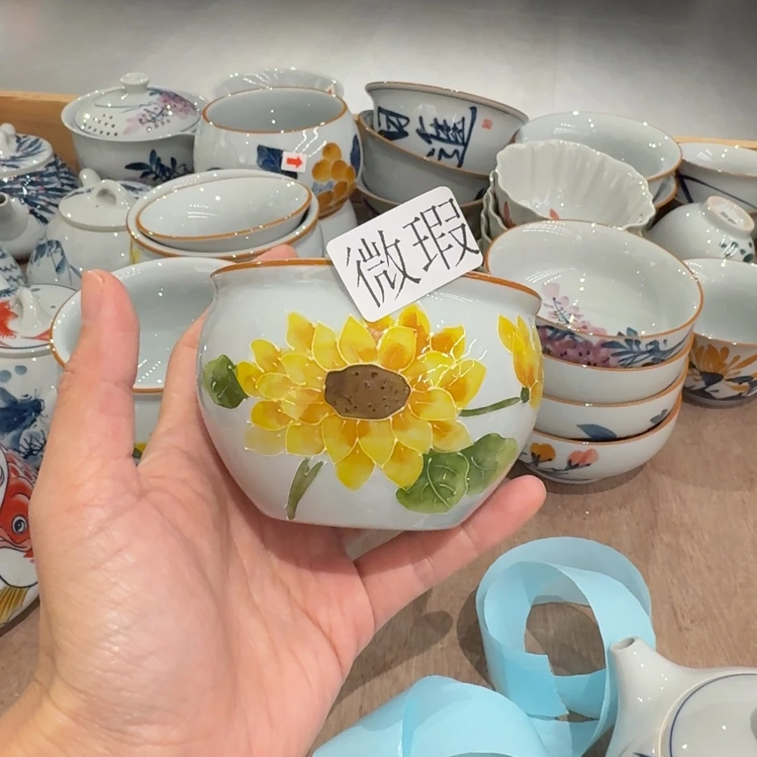 釉下手绘茶具微瑕