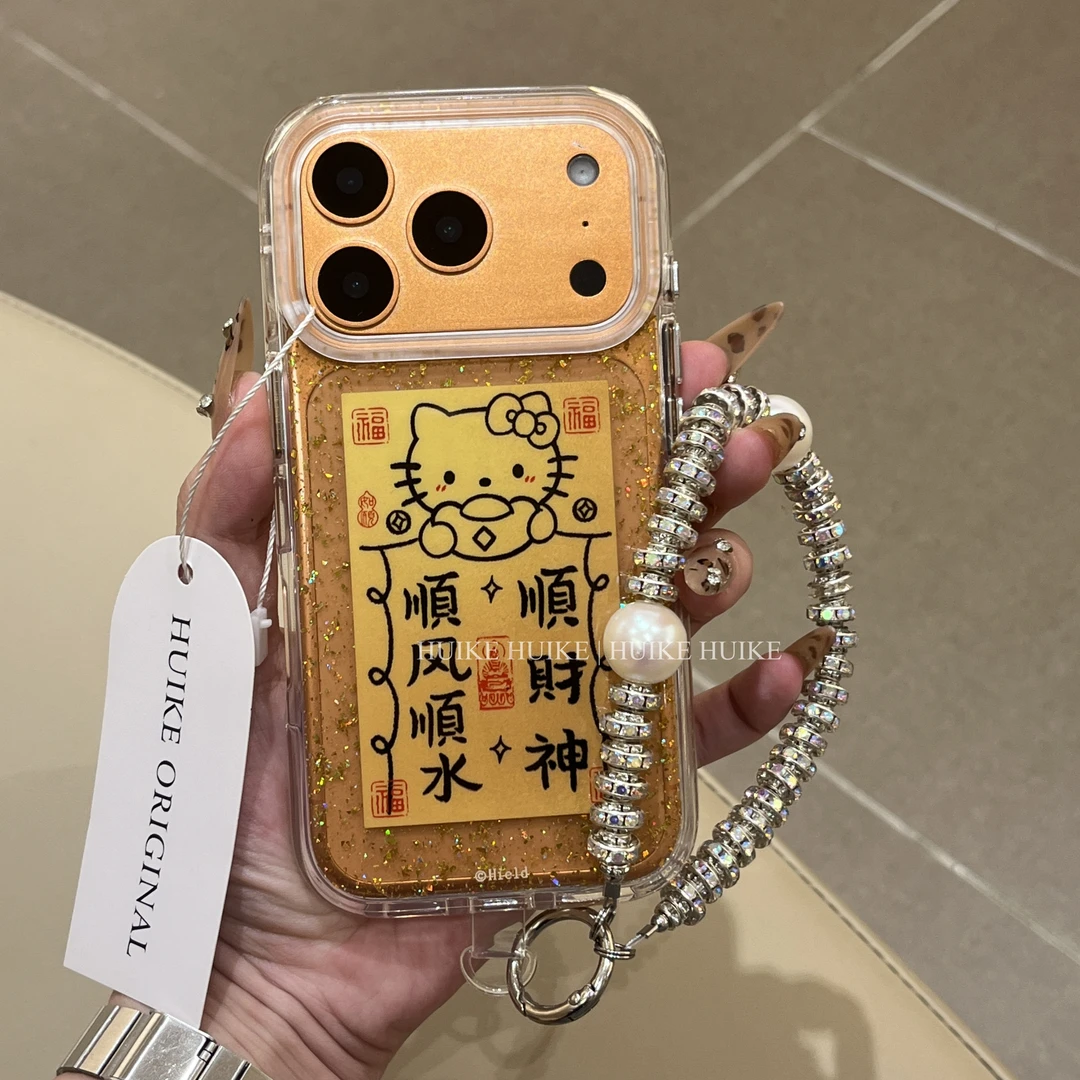 苹果17发财kitty财神适用苹果16手机壳iphone15/14/13/17promax金