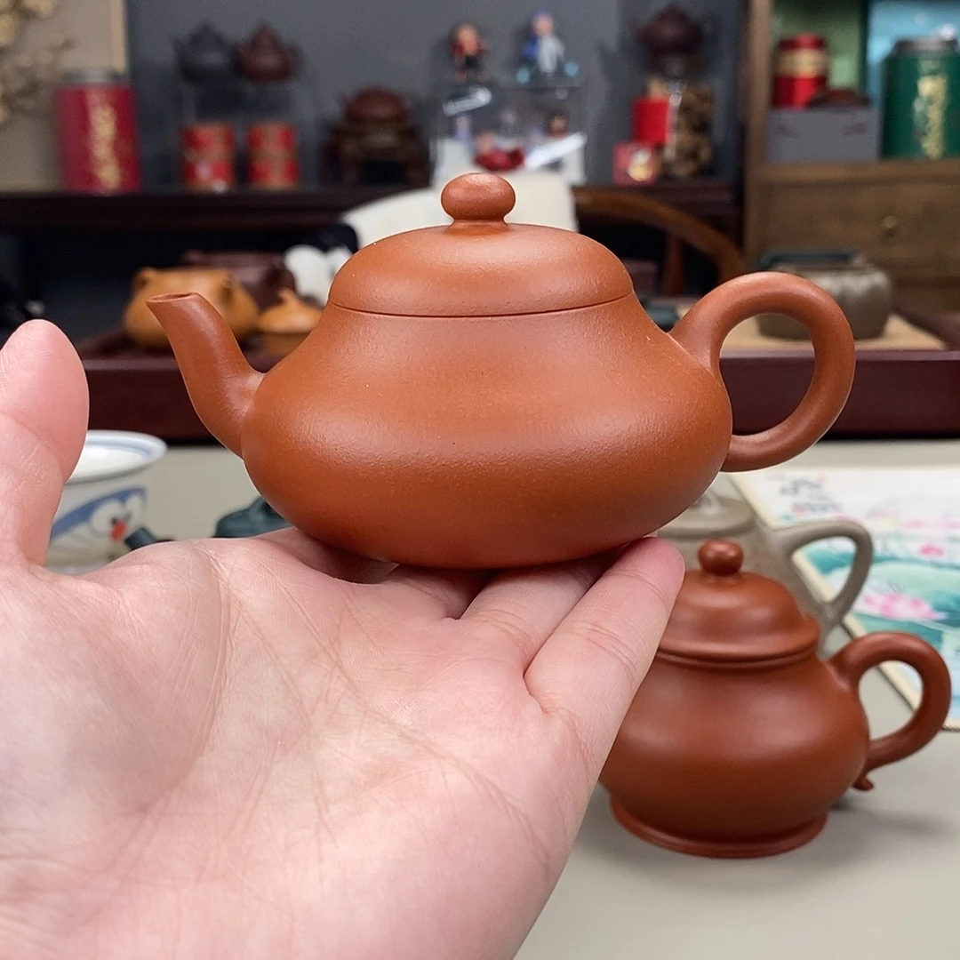紫砂茶壶赵庄生砂朱泥半手君德140cc