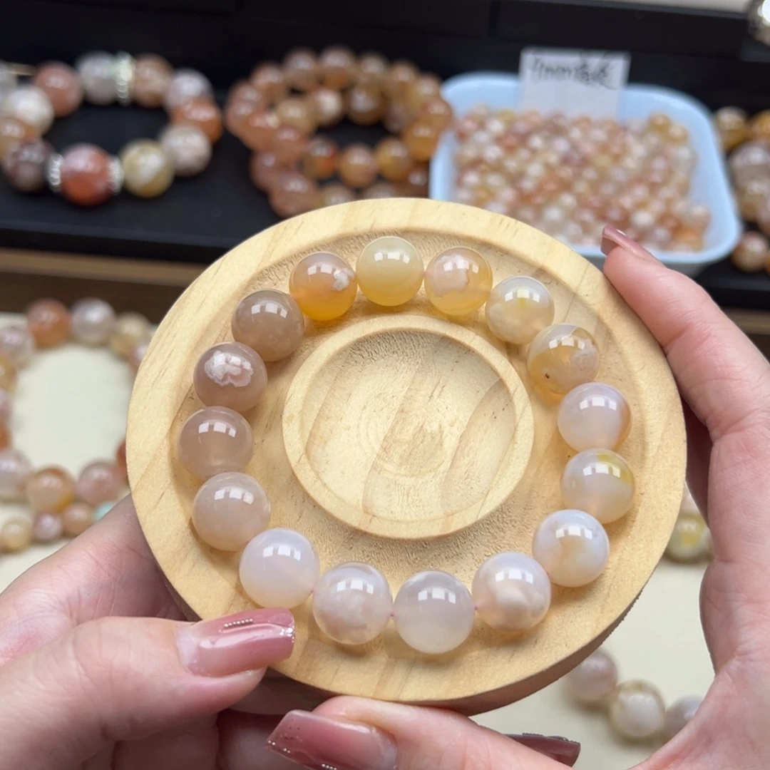 未镶嵌手链玛瑙/玉髓12mm 渐变奶油43