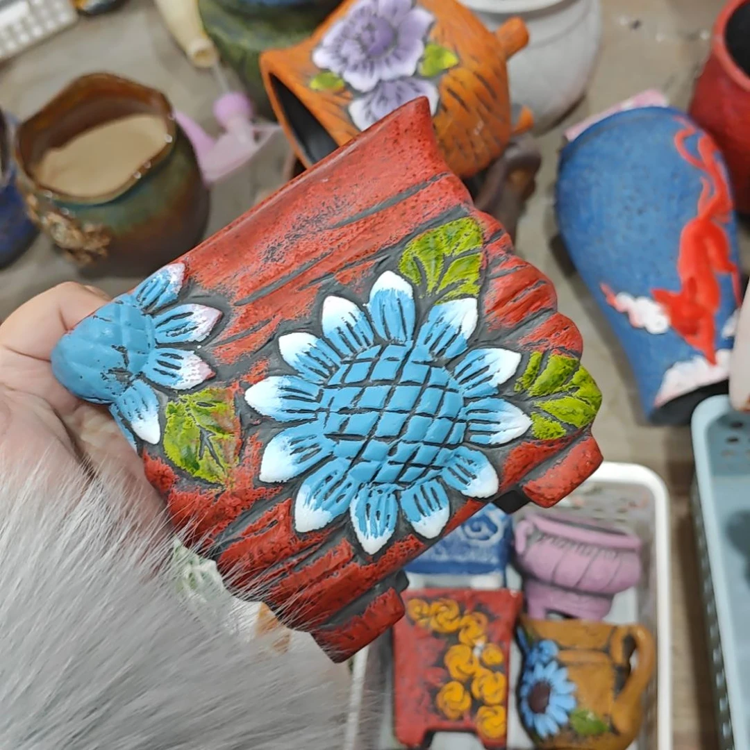 红陶吸水透气的白陶花盆凑满12发货