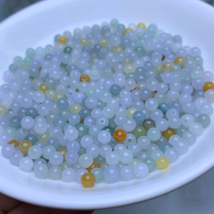 翡翠散珠卡4冰三彩50个单圈