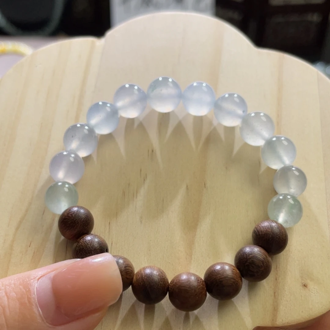 翡翠散珠天然缅a冰珠半串