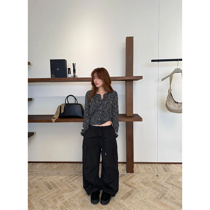 秋冬韩系新款休闲百搭洋气复古高级感长袖上衣修身显瘦直筒裤套装