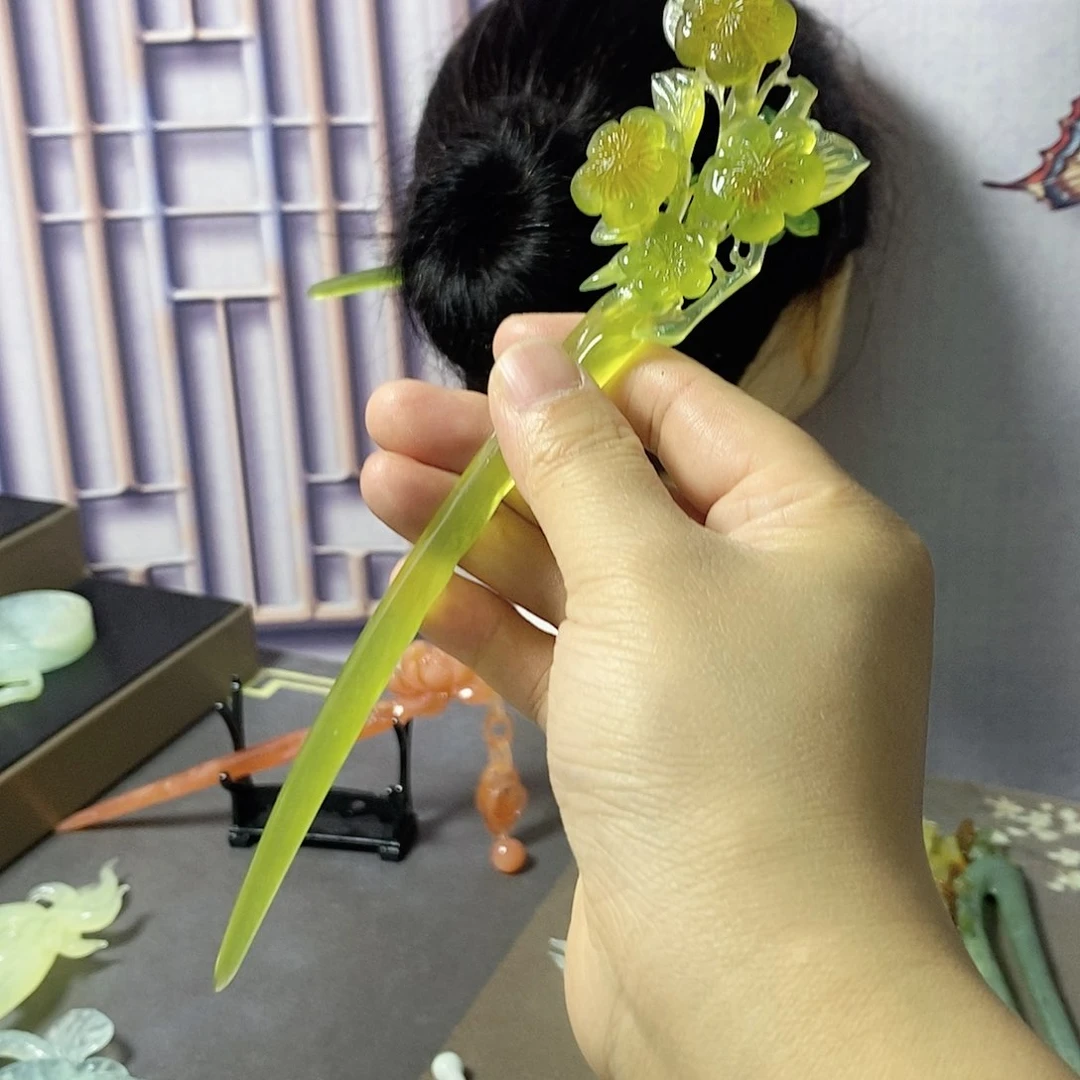 岫玉岫玉发簪未镶嵌