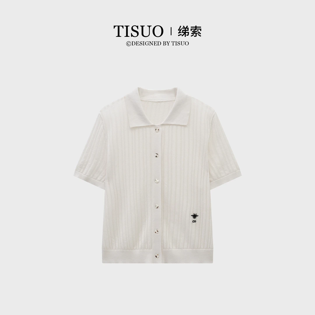 TISUO/绨索桑蚕丝绣花开衫短袖TS251302
