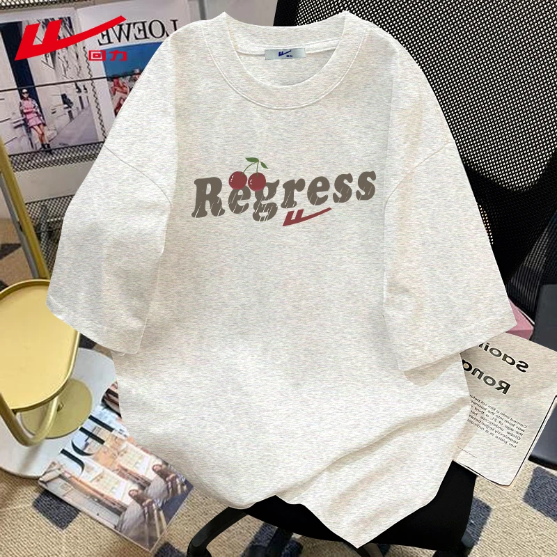 回力小众夏季短袖T恤女装宽松夏装纯棉辣妹多巴胺设计感百搭上衣