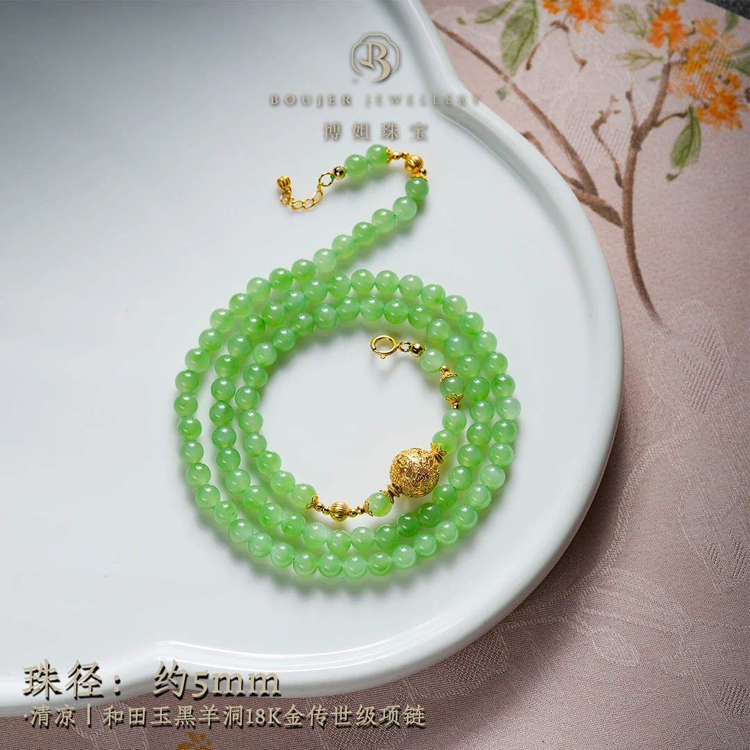 『博姐臻选』·清凉丨和田玉黑羊洞18K金传世级项链*D6921