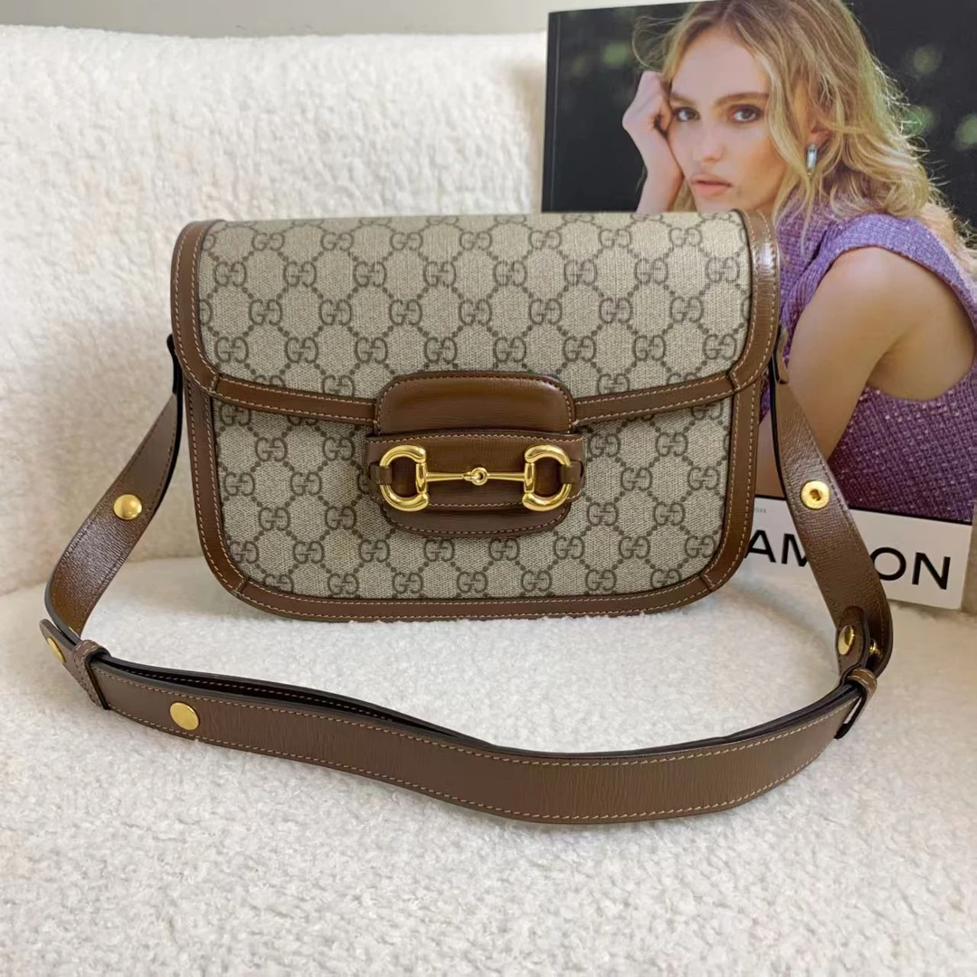 99新 GUCCI/古驰 壹臻/老花1955马鞍包中号/12期/ 87521034