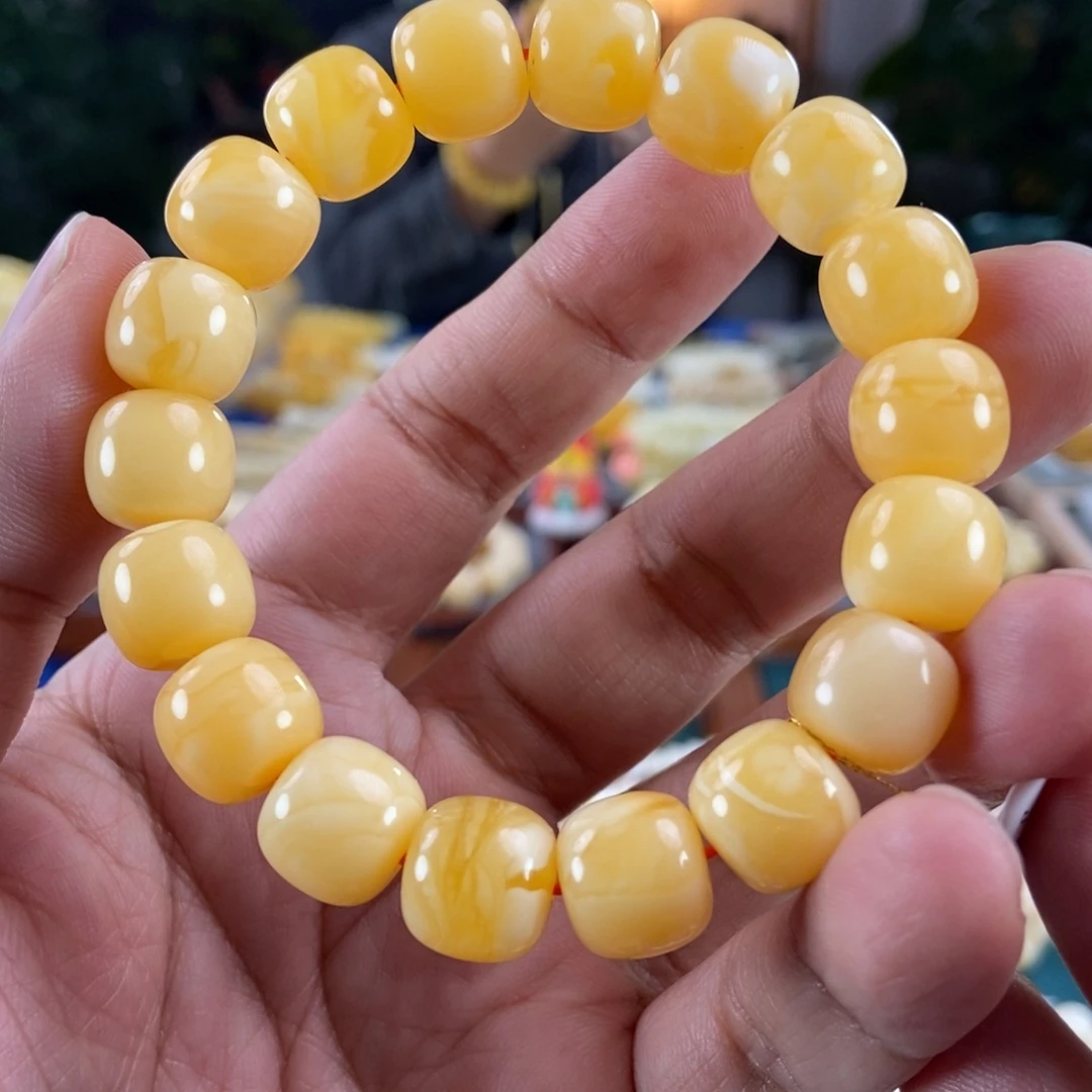 琥珀未镶嵌珠宝奇石12橘花蜡老型手串19.61