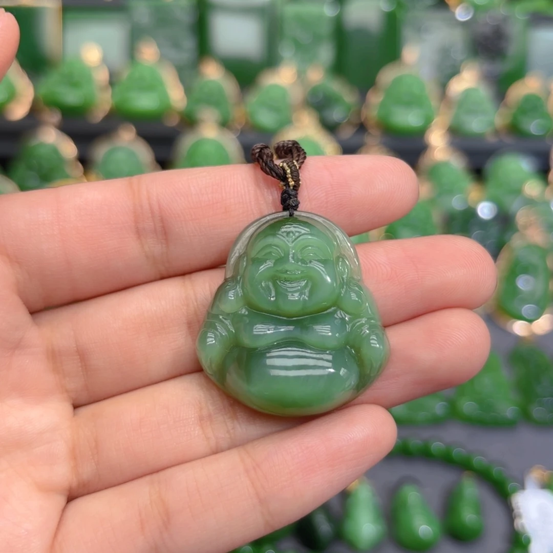 颈饰未镶嵌和田玉（碧玉）粉青特价32m佛公，介意勿拍！