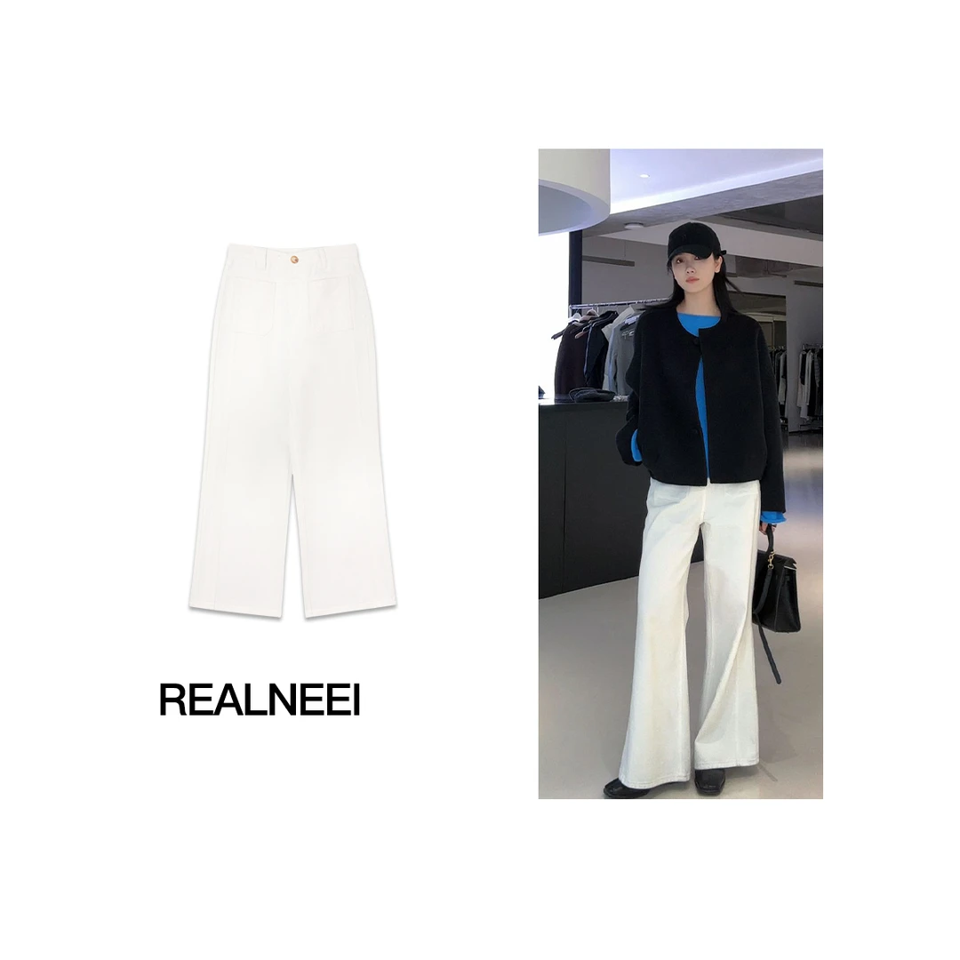 口袋白牛丨25年新品休闲99棉前侧大口袋设计显瘦白牛仔裤22243