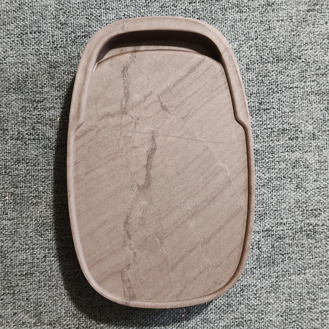 老坑洮砚，喇嘛崖老坑鸊鷉血圆池砚，尺寸12.5*8*2厘米