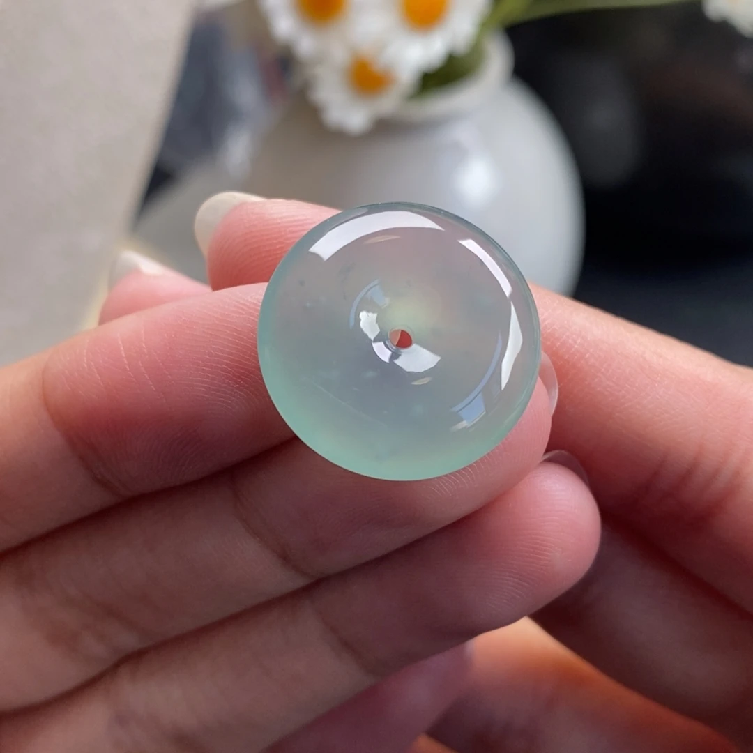 翡翠散珠晴底起胶平安扣19.3/4.6