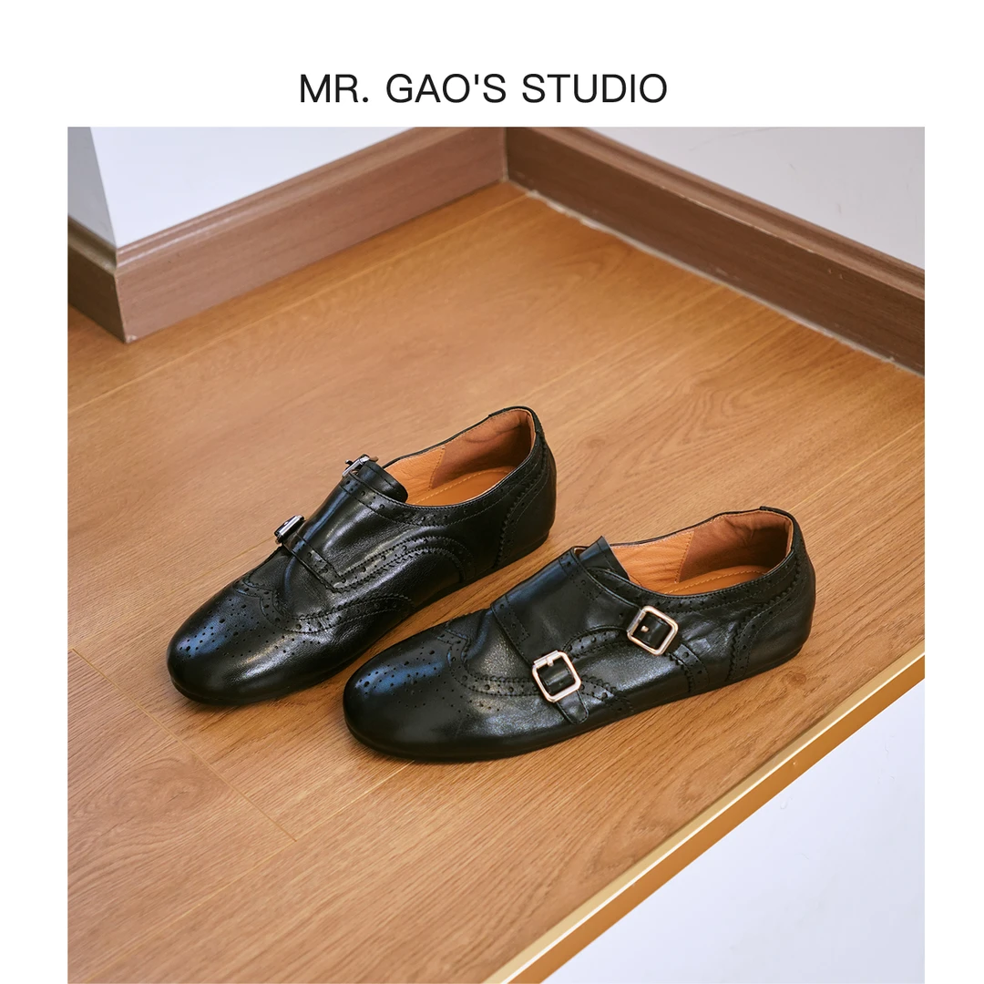 知识分子~牛皮版~布洛克时尚单鞋真皮软底小皮鞋千金风软底女鞋