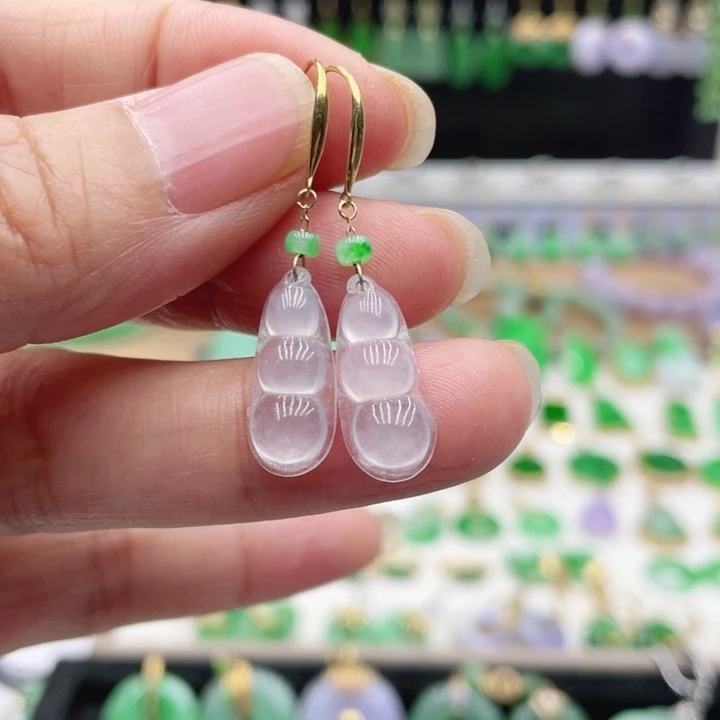 翡翠18K金镶嵌耳饰