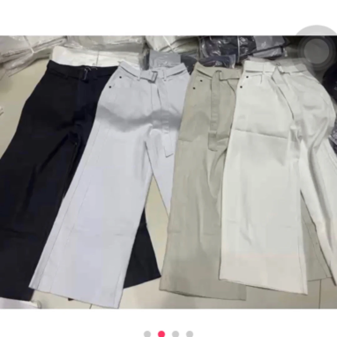 韩系高腰系带阔腿裤