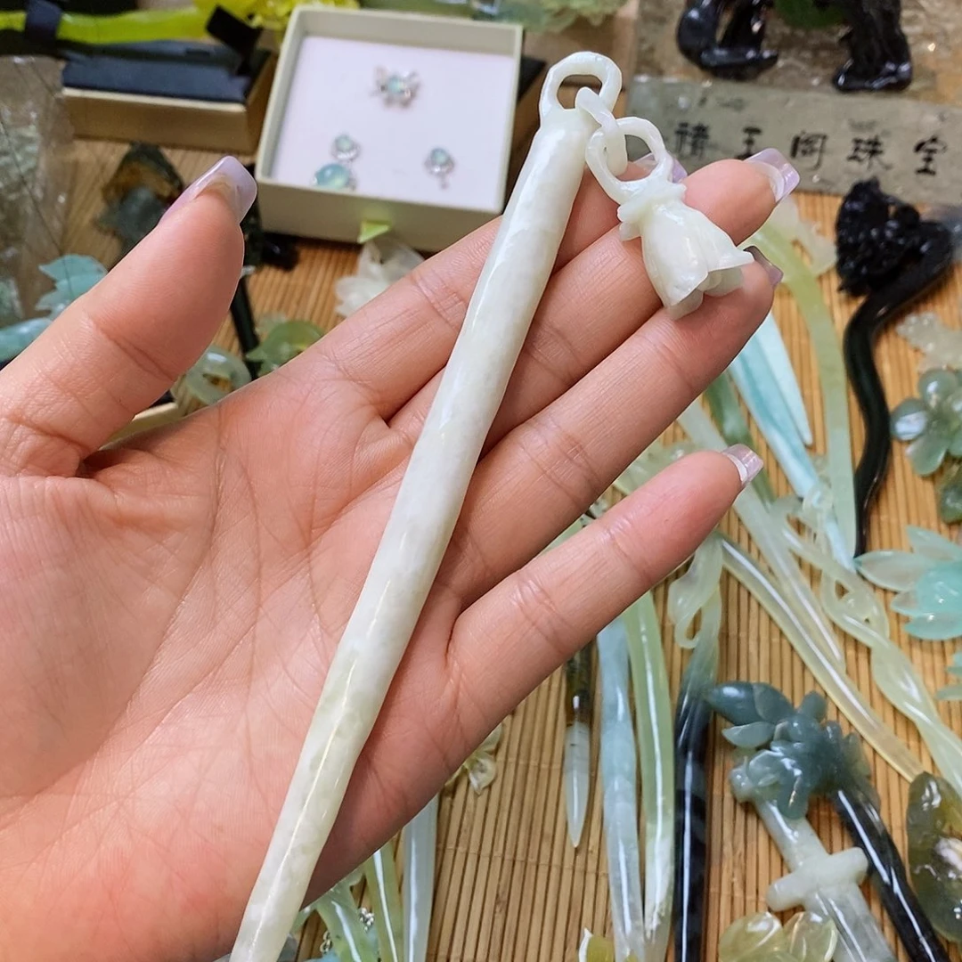 蛇纹石玉发簪未镶嵌?**?