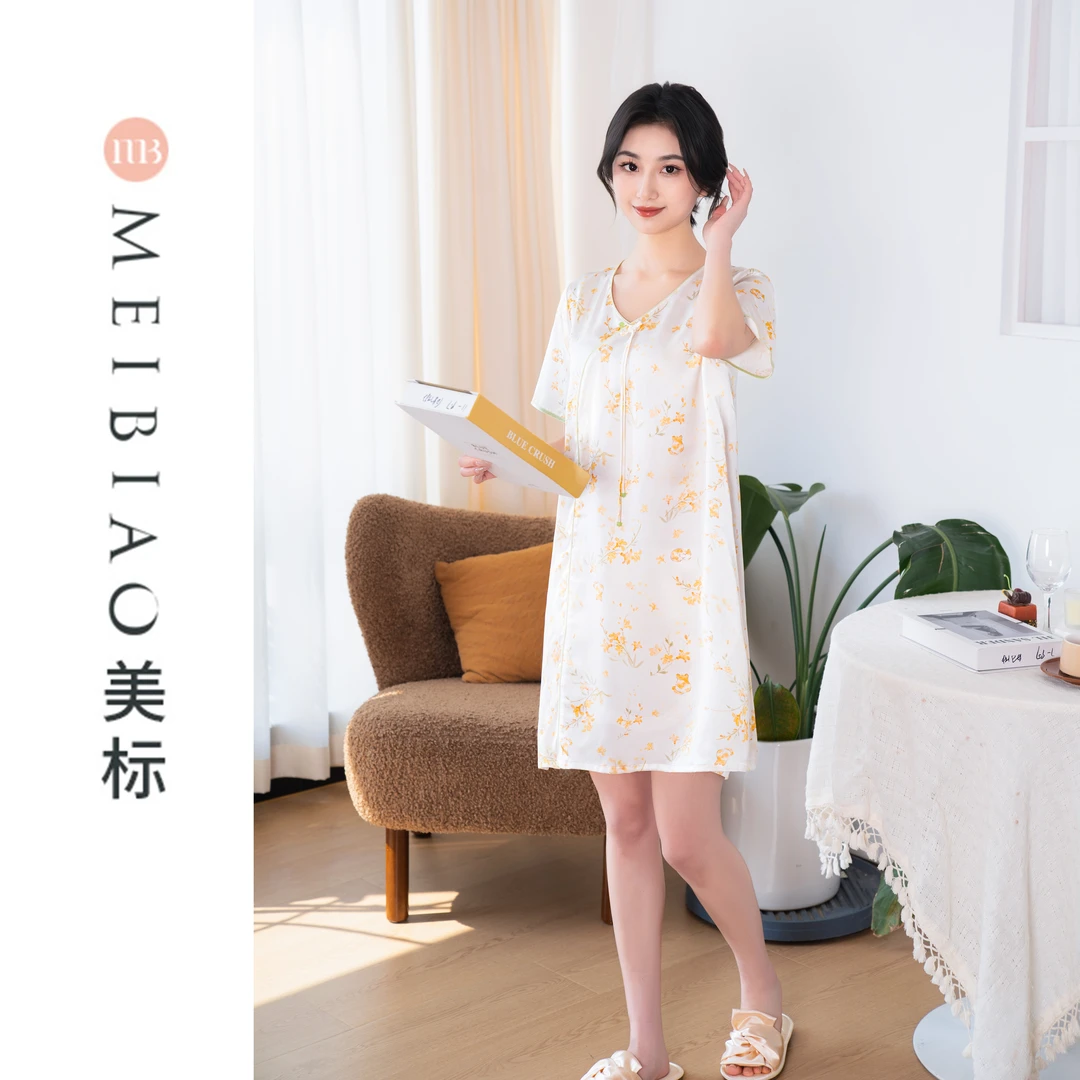 MB/美标美标100%桑蚕丝25年女款春夏宽松气质中国风连衣裙100206