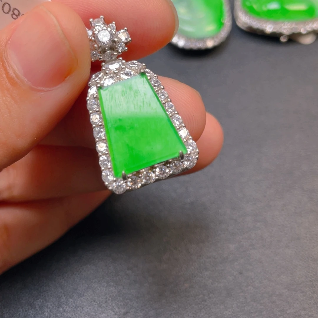 翡翠银S925镶嵌吊坠(不含链)