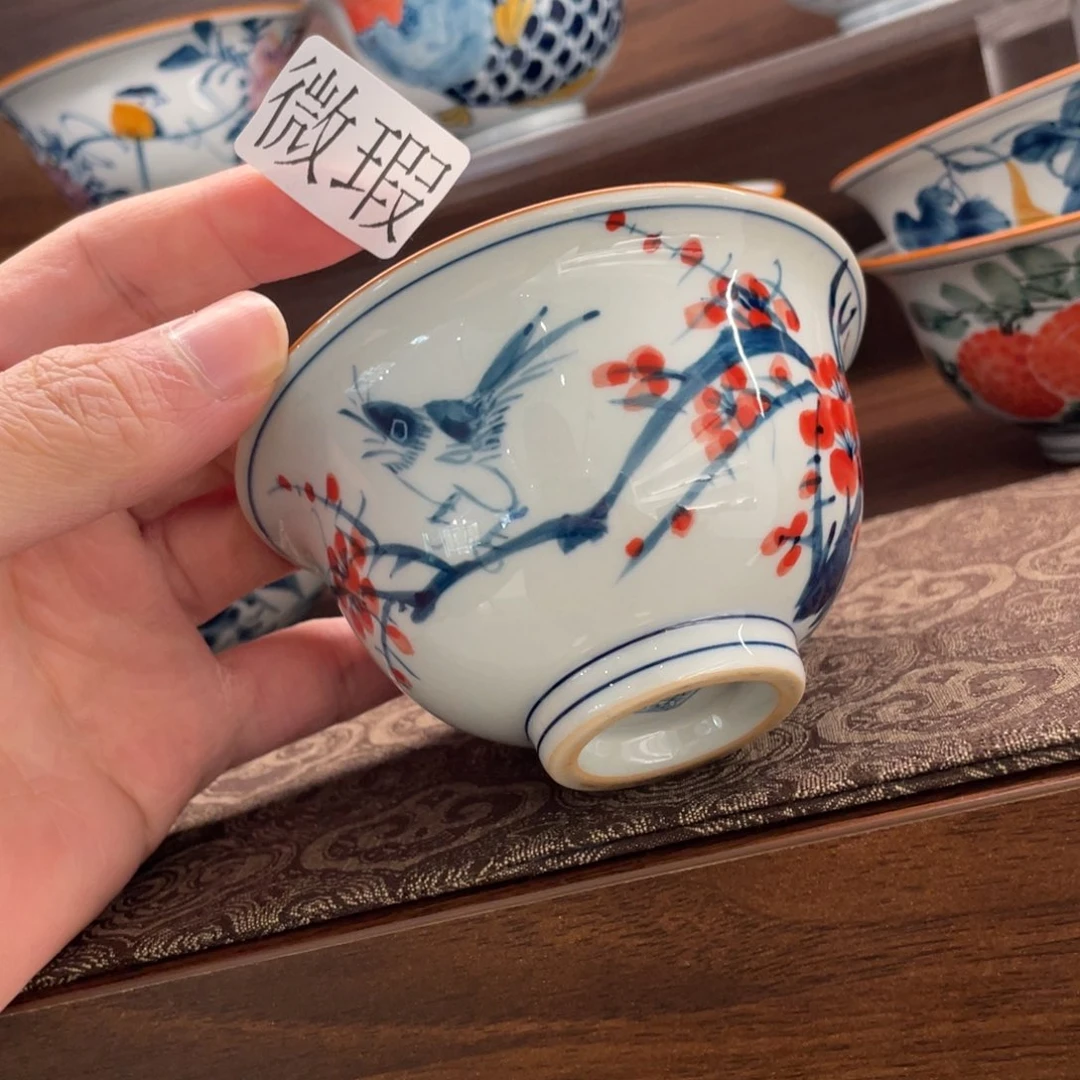 釉下手绘茶具微瑕