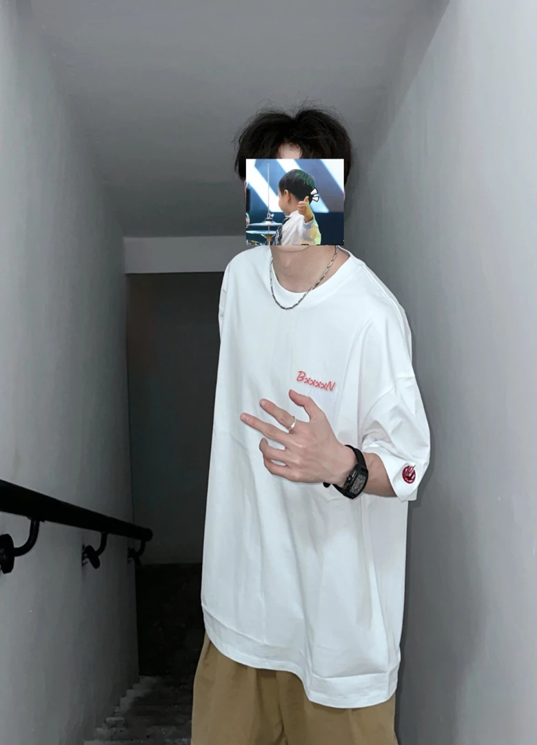 【火焰刺绣短袖】包正标嘎一点-某保玖拾玖销11W+男女同款