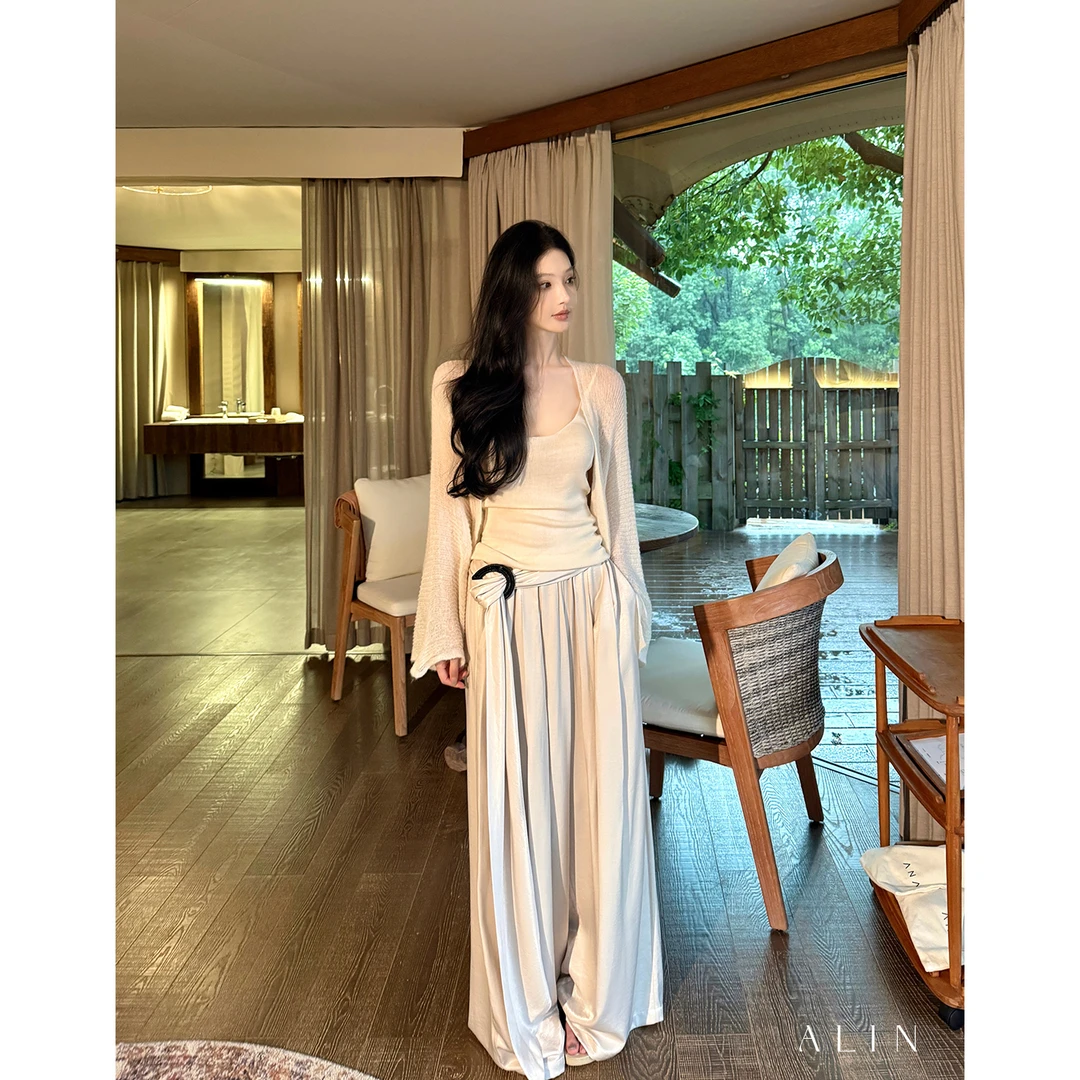 阿琳ALIN【人间仙品】弧形袖马海毛针织开衫慵懒风披肩套衫AL5FZS10